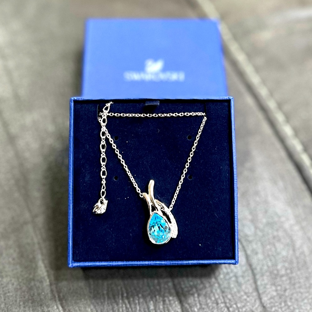 Swarovski Aqua Crystal Drip Pendant